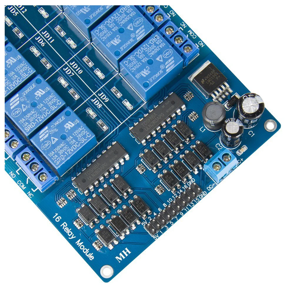 12V 16 канальный релейный модуль доска с защитой для оптронной пары LM2576 Мощность PIC