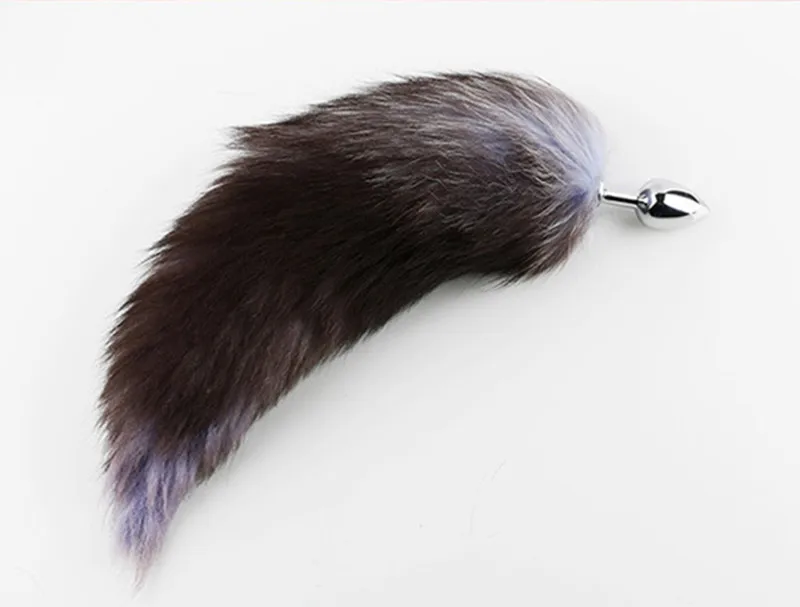 Настоящее серебро лиса хвосты Анальная пробка для секса ролевые игры 40 см