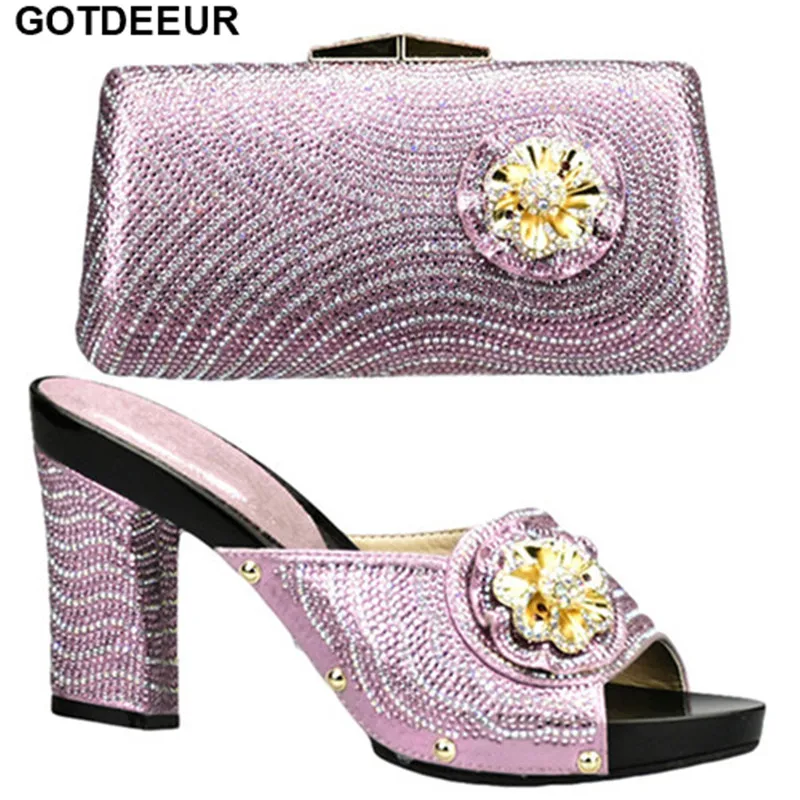 New Arrival Italian Ladies Shoe and Bag Set Decorated with Rhinestone African Design Italy | Обувь