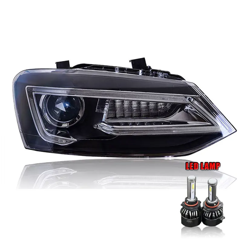 ALL LED 2 шт. светодиодный фары для VW Polo 2011- светодиодный автомобильный фонарь ангельские глазки ксенон HID комплект Противотуманные фары светодиодный дневные ходовые огни - Цвет: ALL LED