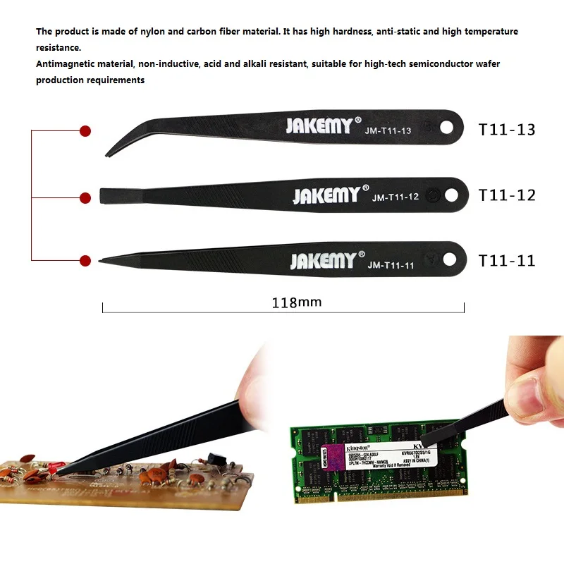 3pcs In 1 Tweezers Set Anti-static Heat Resistant Antimagnetic Precision Phone Camera Computer Repair Hand Tools | Инструменты