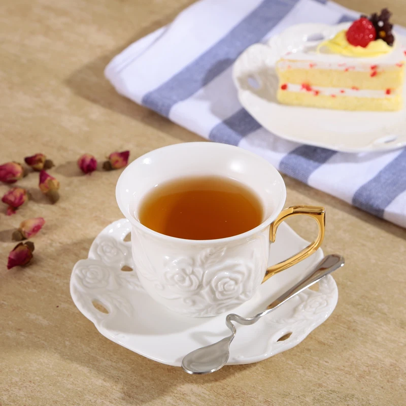Европейский Стиль Золотая Роза керамическая кофейная чашка набор блюдца с