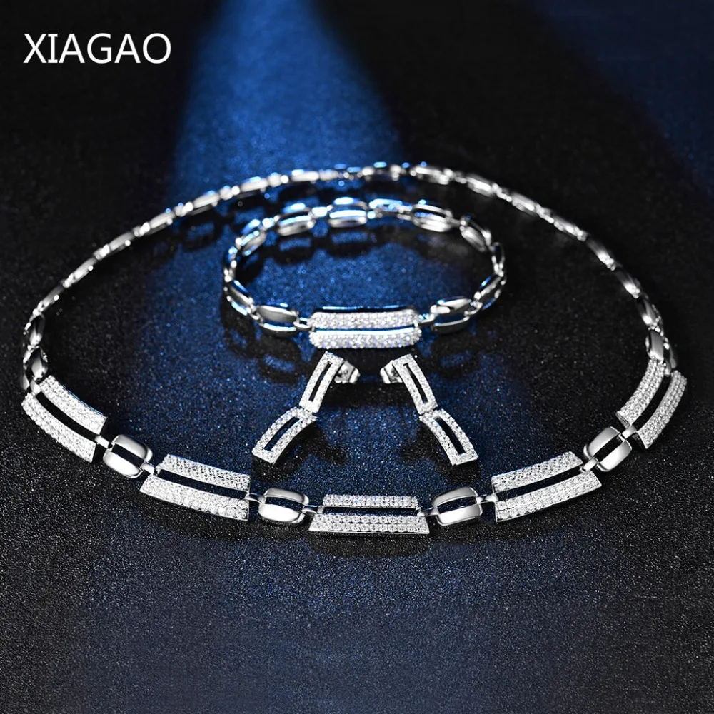 XIAGAO модные роскошные квадратные хрустальные наборы свадебных ювелирных изделий