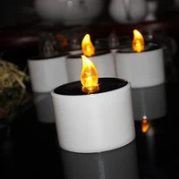 Cylindrical LED Solar Light Candle Light Yellow Flicker Tea Lamp Holiday Festival Party Romantic Decoration Solar Energy