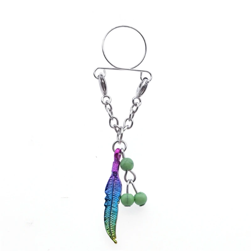 2pcs fashion blue beads dangle nipple rings stainless steel non piercing fake ring adjustable women sexy body jewelry | Украшения и