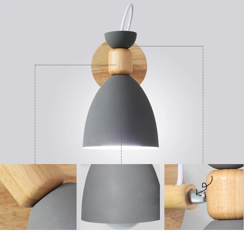 Деревянный настенный светильник Macarons современный простой скандинавский