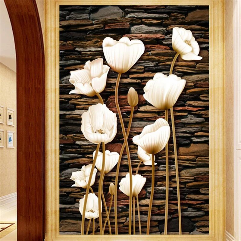 wellyu Custom Wallpaper 3D Retro Yu Mei Man Stone Passed Aisle Hall TV Background Wall Paintings papel de parede 3d wallpaper |