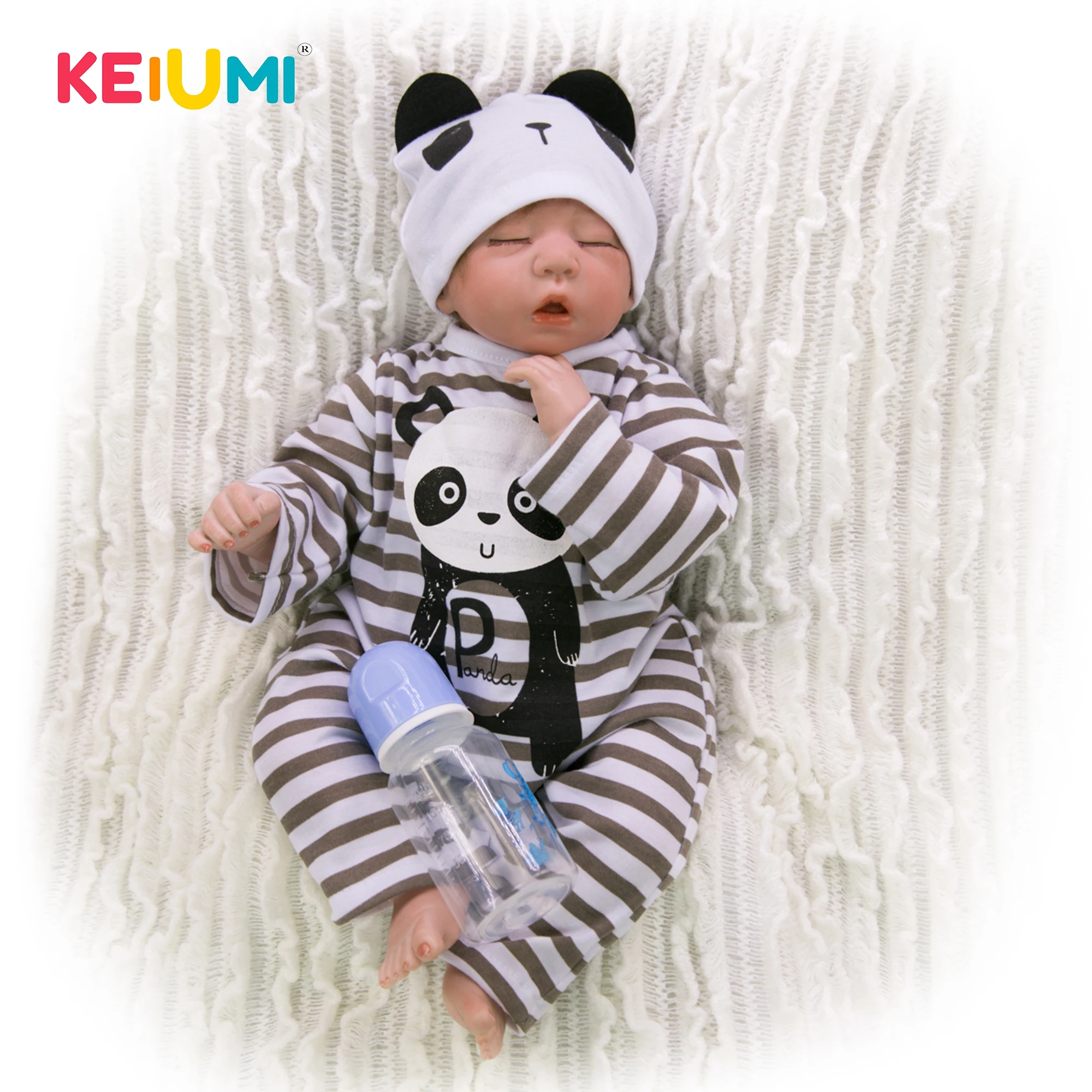 Носить комбинезон с пандами 20 дюймов Reborn Baby Dolls мягкий силиконовый новорожденный