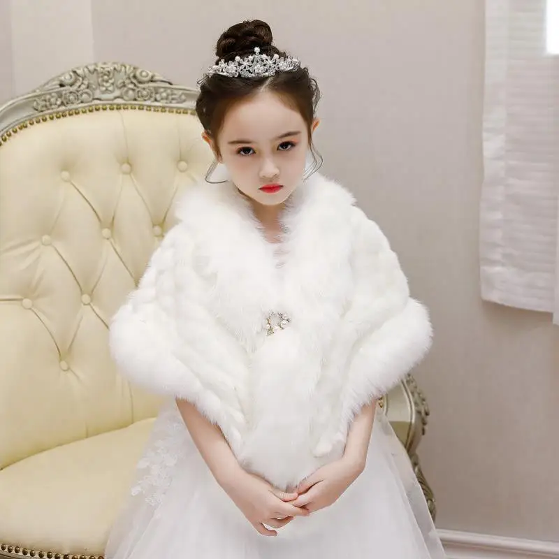 

Top grade New Baby Girls Winter Wedding Faux Fur Brand Fur Coat for Girls Formal Soft Party Coat Kids Wedding Outwear