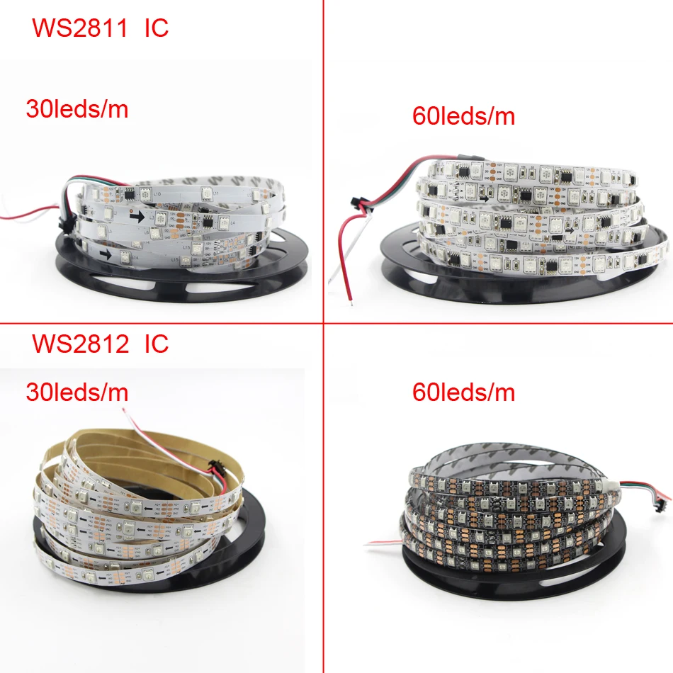 Полный Цвет RGB Светодиодные ленты светильник адресуемых программируемый WS2811 WS2812 IC 5050 5/12V DIY украшения праздника лампа лента 30/60 PIX