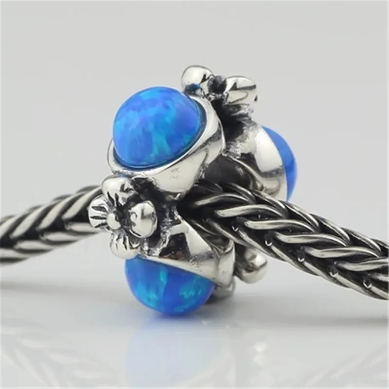 Genuine 925 Sterling Silver Blue Triangle Charm Beads Fit Original Brand Bracelet Jewelry Guava Vintage Bead for Making | Украшения и