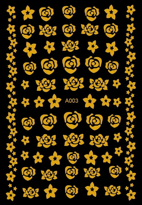 3sheet European style Gold Japanese Nail Stickers Designs Gummed 3D Art Decals Makep Decorations A001-006 | Красота и здоровье