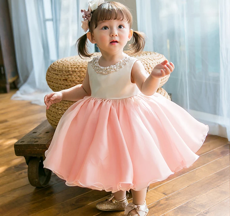 Платье для маленьких девочек высокого качества платье крещения из розового