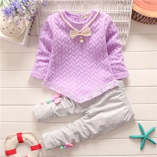 purple Младенец bibicola комплекты одежды для малышей осенняя одежда для новорожденных девочек хлопковый топ+ брюки спортивный костюм для малышей комплект одежды для малышей - Цвет: purple