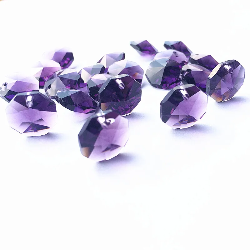 14mm Violet Octagonal Bead Curtain DIY Material Window Car Decorate Accessories Chandelier Crystal Prisms Hanging Pendant Parts | Лампы и