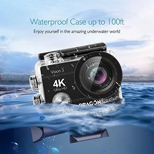Скидка Экшн-камера AKASO DragonTouch 4K, водонепроницаемая подводная камера с обзором 16 МП и широким углом обзора 170 градусов, Wi-Fi, Спортивная камера с дистан...
