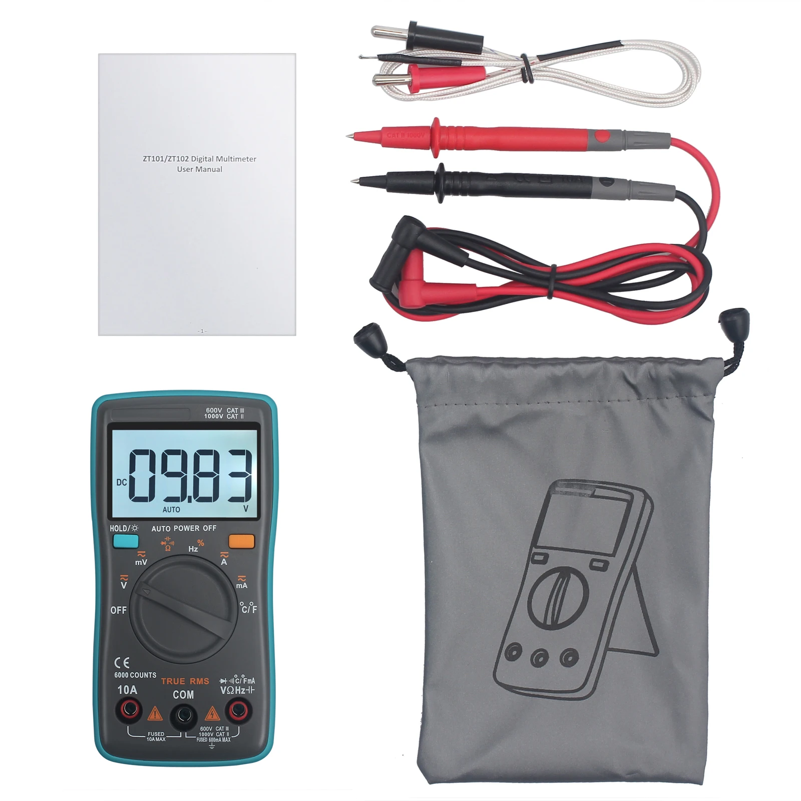 Proster для мини Авто Диапазон Цифровой мультиметр 6000 отсчетов TRMS компактный