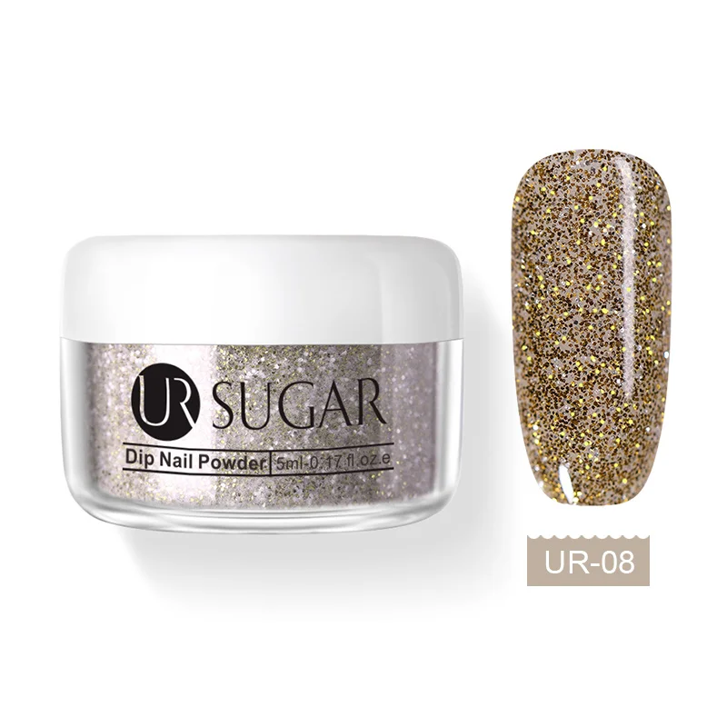 Glitter 8 Ur Sugar 5 мл голографическая погружающаяся пудра для ногтей Блестящий Блеск пыль розовый погружающийся порошки для ногтей натуральный сухой без лампы лечения украшения - Цвет: Glitter 8