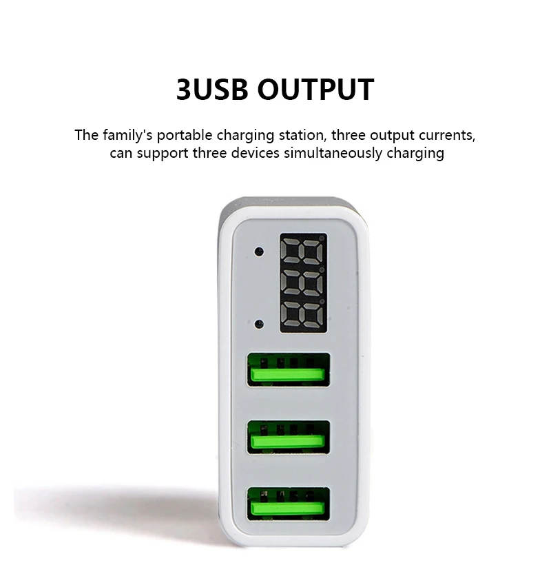 3 порта 5V3A быстрое USB зарядное устройство умный цифровой дисплей зарядная головка для планшета мобильного телефона зарядное устройство для Iphone X для samsung