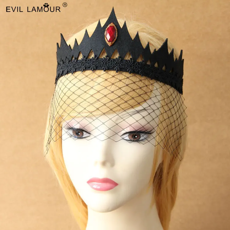 

Princess goths lolita accessories Vintage mask thorns queen's crown Veil gothic princess grace dance half face masks MJ - 27