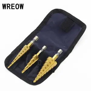 Сверла ступенчатые из быстрорежущей стали с шестигранным хвостовиком, 3 шт.