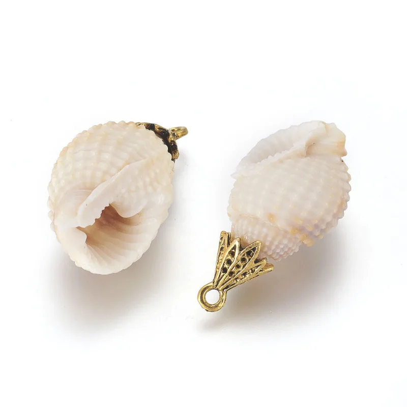 

20pcs Antique Golden piral Shell Pendants with Alloy Findings Pendant Charms for necklace jewelry making ,Hole: 1.8mm F60