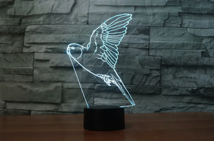 bird 3D лампа ночник семь цветов Животные Многоцветный RGB лампа Рождественский Декор Детские Подарочные игрушки сенсорный пульт дистанционного управления настольная лампа - Испускаемый цвет: bird