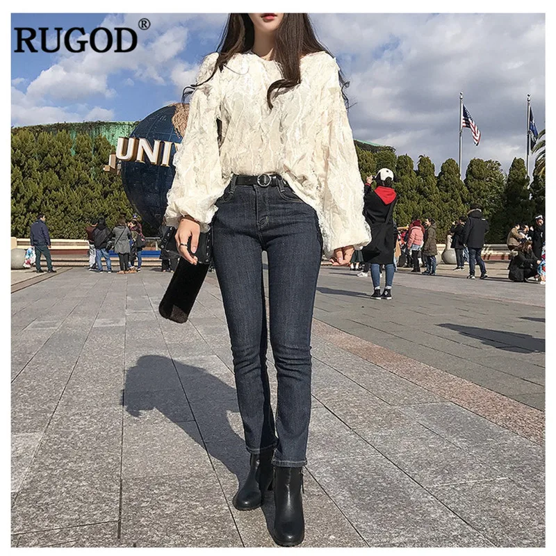 RUGOD элегантные кружевные лоскутные футболки для женщин со складками белая