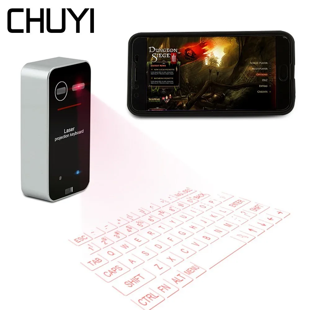 Портативная клавиатура CHUYI с Виртуальным лазером проекционная Беспроводная