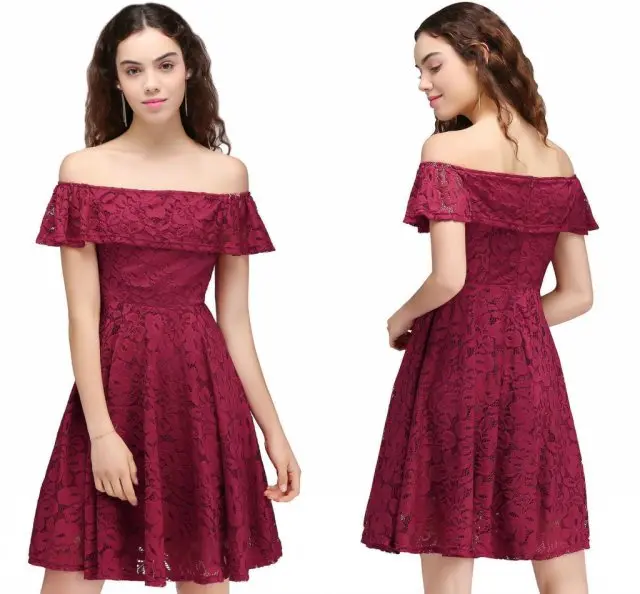 cps689 burgundy Быстрая! Дешевые Коктейльные платья Простой строки Кружева Для женщин Короткие свадебные платья 7 видов стилей пикантные Для женщин коктейльное платье - Цвет: cps689 burgundy