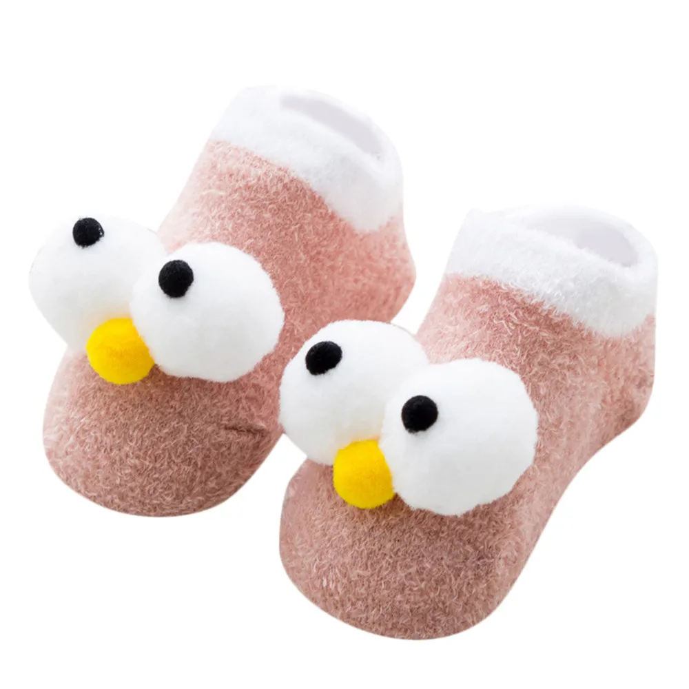 Pink 1 пара, хлопковые носки детские пушистые короткие Носки с рисунком глаз meias calcetines, детские носки для маленьких мальчиков и девочек - Цвет: Pink