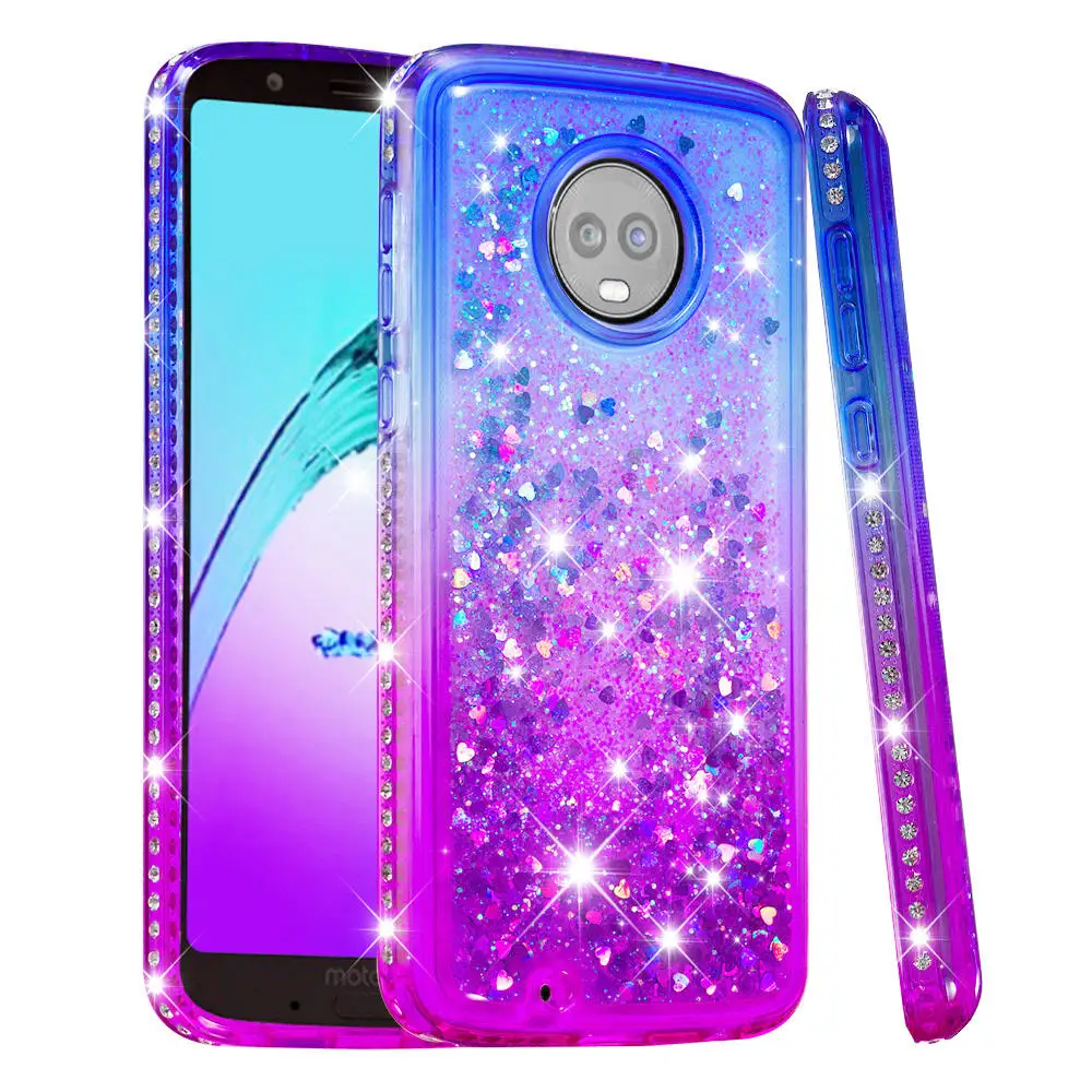 30pcs for Motorola Moto G6 2018 Plus E5 E5Play Bling Liquid Sand Diamond Gradient TPU Phone Case Quicksand Cover Shell | Мобильные