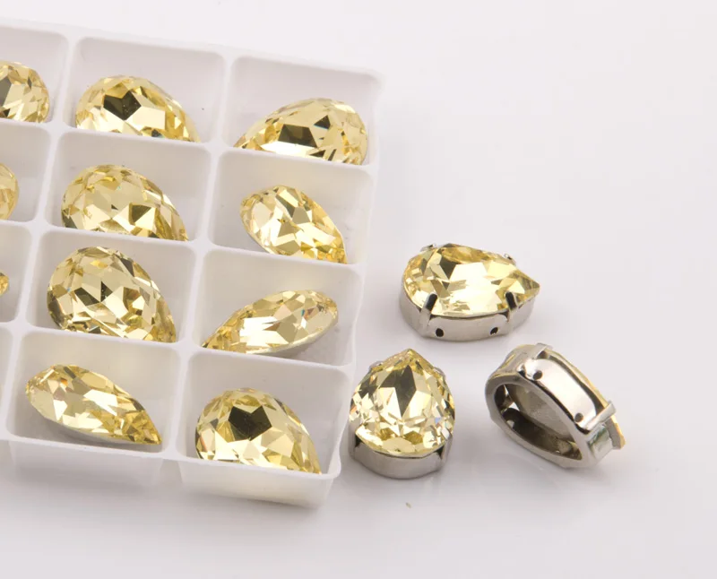 YANRUO #4320 All Sizes Jonquil Drop Pointed Back Crystal Sew On Rhinestone Strass Sewing Fancy Stones Setting For Dress | Дом и сад
