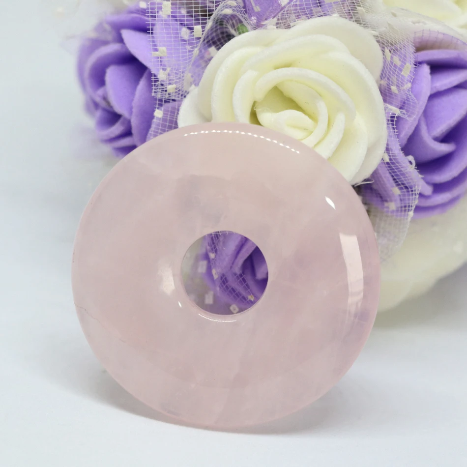 Лидер продаж 4 размера Розовый халцедон круглый плоский кулон с кристаллом