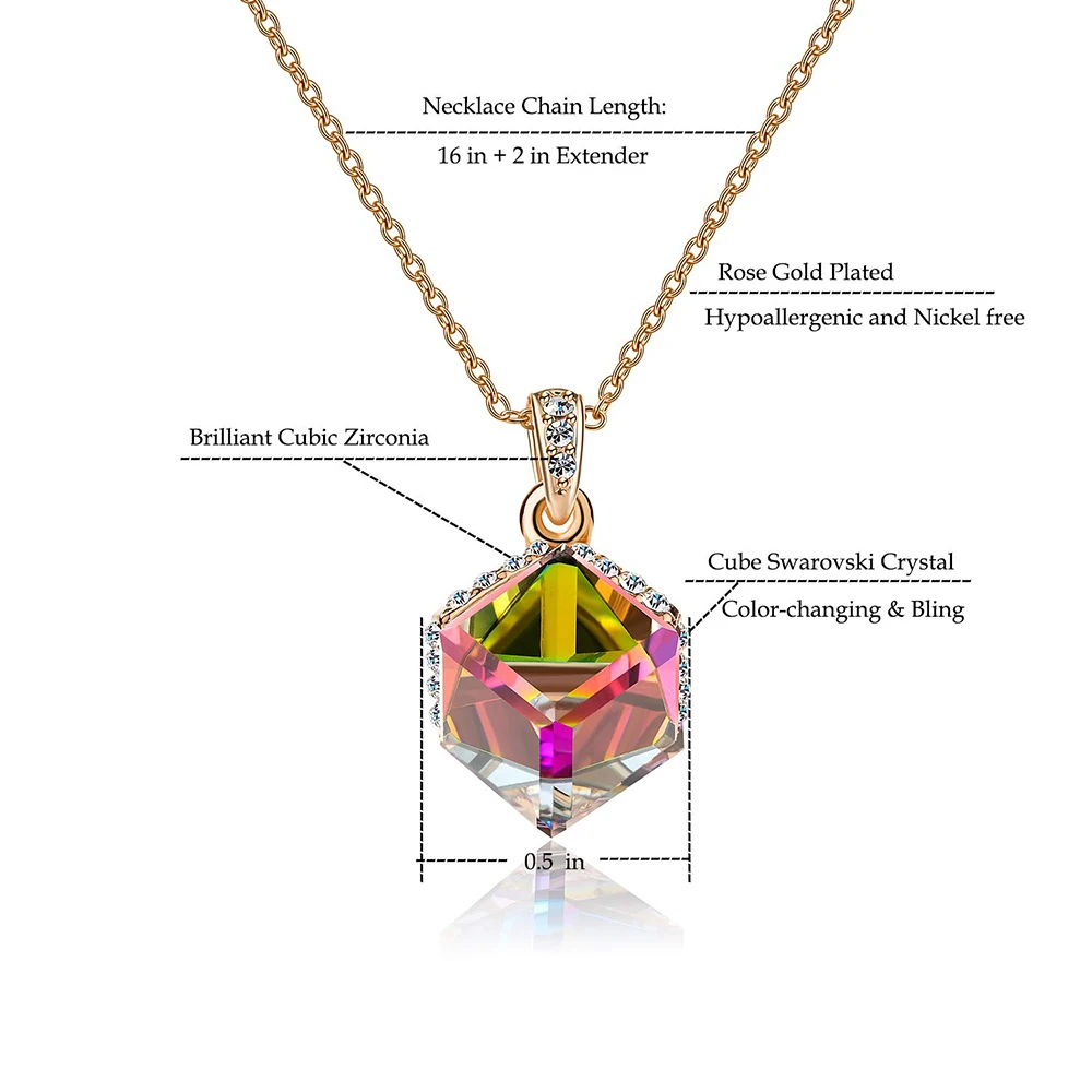 Женское колье с кристаллами Сваровски меняющие цвет кубические ожерелья |