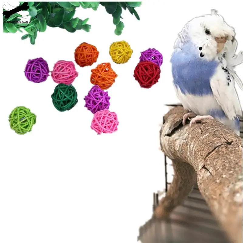Игрушки мячи из ротанга для попугаев интерактивные жевательные игрушки птиц