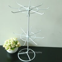 2 tier rotating display shelf for retail product stand holder jewelry necklace bracelet rack wrought iron metal spinning