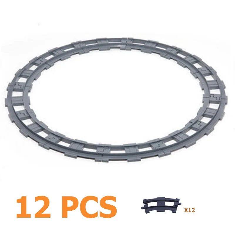 12pcs Track set7 Наборы дорожек для поезда, большие строительные блоки, аксессуары для транспортных средств, сборка железной дороги, Детские интерактивные игрушки, совместимые с Duplo, кирпичи - Цвет: 12pcs Track set7