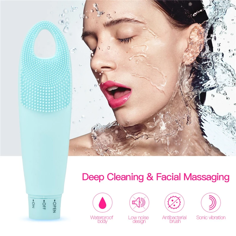 USB Facial Cleaning Massage Sonic Face Washing BrushWaterproof Silicone Face Cleanser Wrinkle Remover Device Skin Cleaner Care