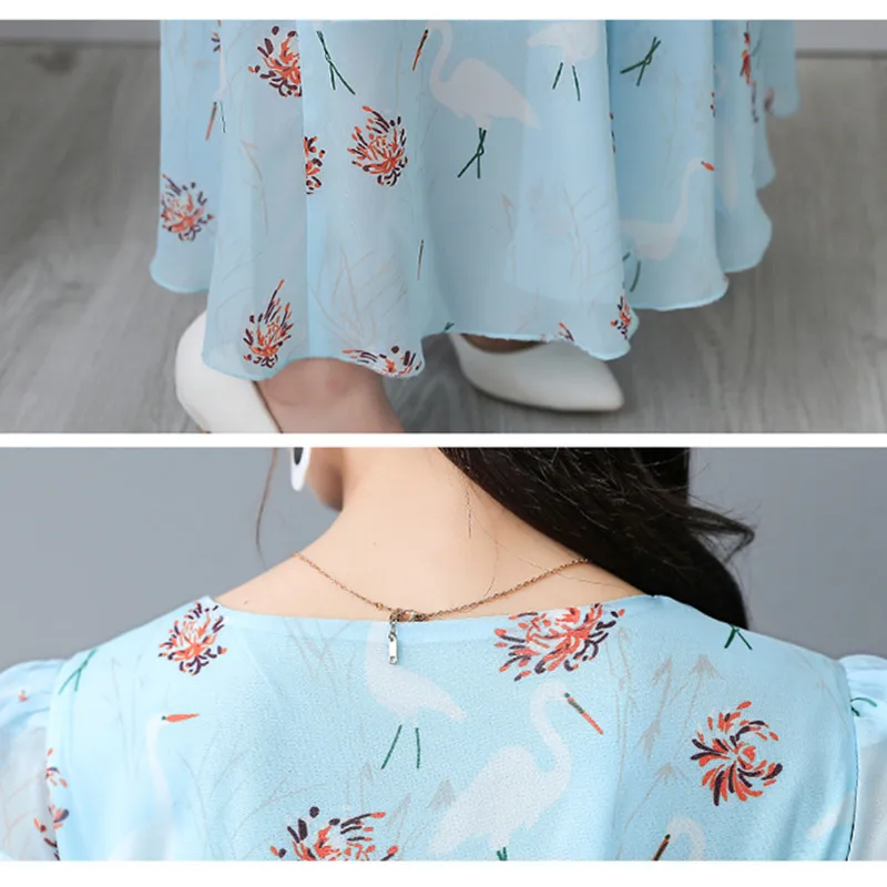 

Summer Chiffon Dress Women 2018 New Fashion Print Bohemian Beach Dress Slim Large Size Sexy Women Long Dress S-3XL IOQRCJV AA173