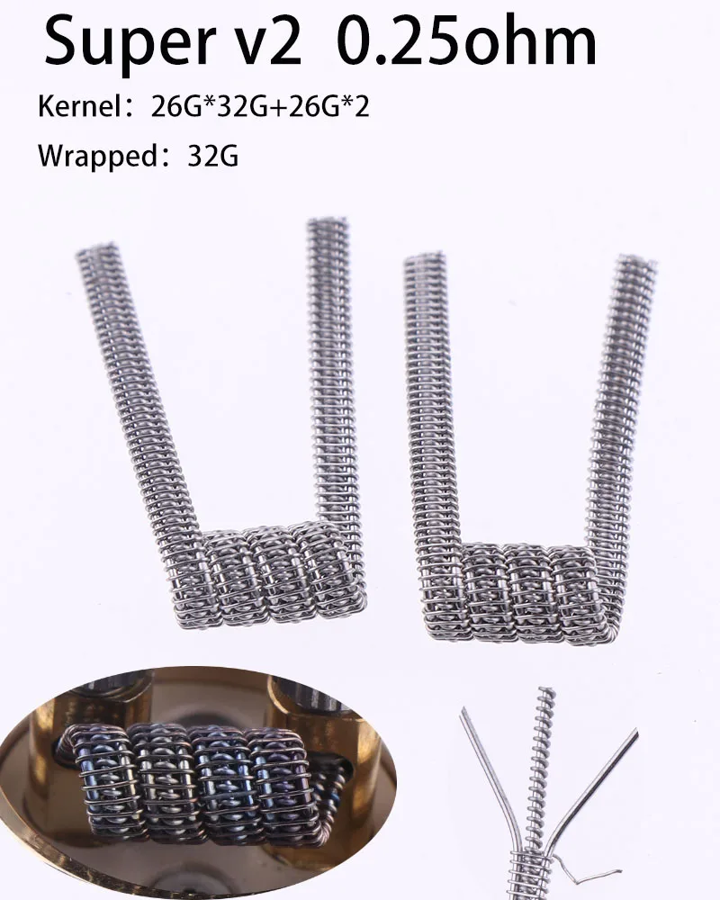 XYF 10 шт./лот Предварительно Построенная катушка Clapton Twisted ALIEN V2 clapton провода катушки сопротивления нагрева провода Fit RDA RDTA DIY распылитель