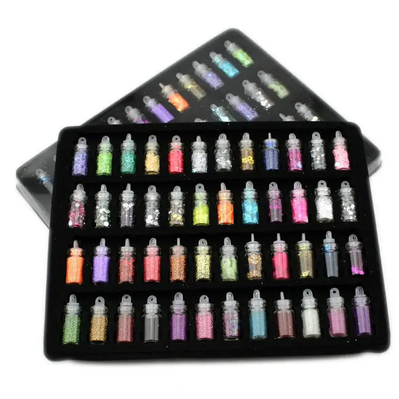 

48 bottles Glitter Sequins DIY Nail Art Jewelry Handmade Powders Stuff Paillettes Resin Flakes Craft Decors Crystal Beads Mix