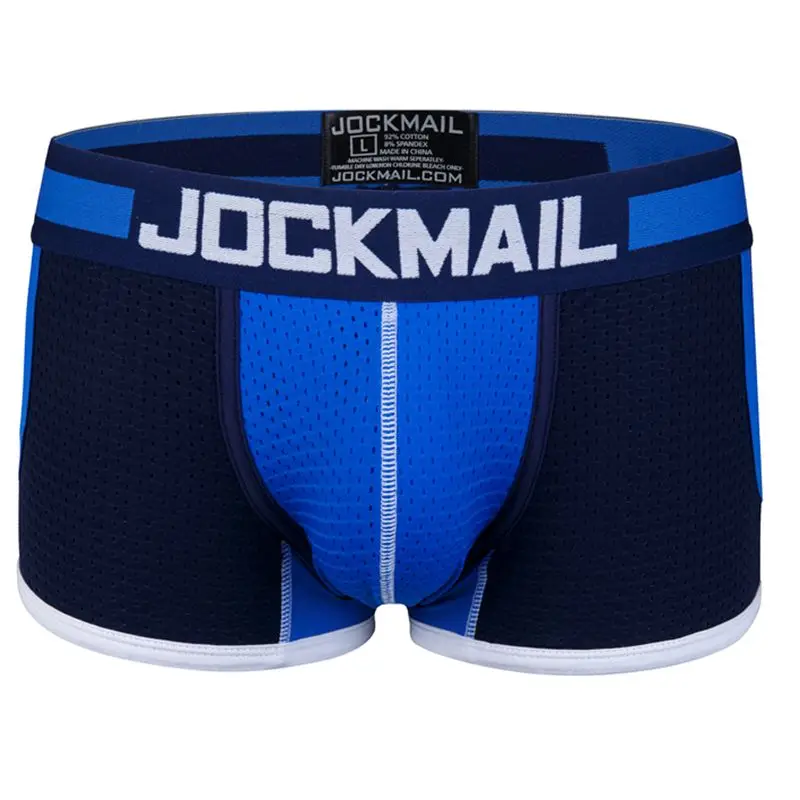 Бренд jockmail, мужское нижнее белье боксеры, сетчатые карманы, мужские хлопковые шорты-боксеры, трусы для тела, сексуальные сетчатые трусы для пениса, сетчатая чашка