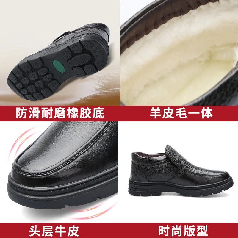 spesifikasi EXCARGO Kulit Asli Sepatu Bot Salju Pria Tinggi Top Wol Bulu Musim Dingin Sepatu Pria 2019 Kulit Hitam Sepatu Untuk Pria Semata Kaki