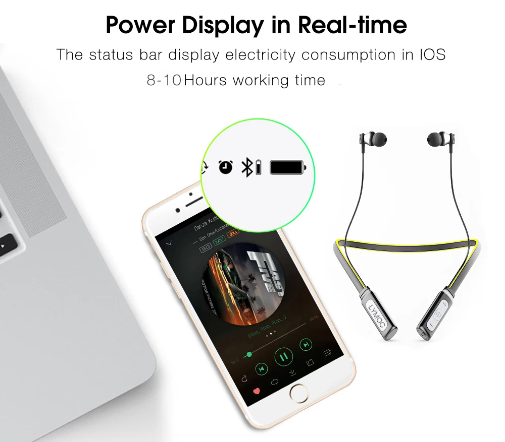 LYMOC наушники-воротник, Bluetooth, беспроводные наушники, магнит, динамические, неровные, бас, музыка, спорт, телефон, наушники, Handsfree MIC Apt-X