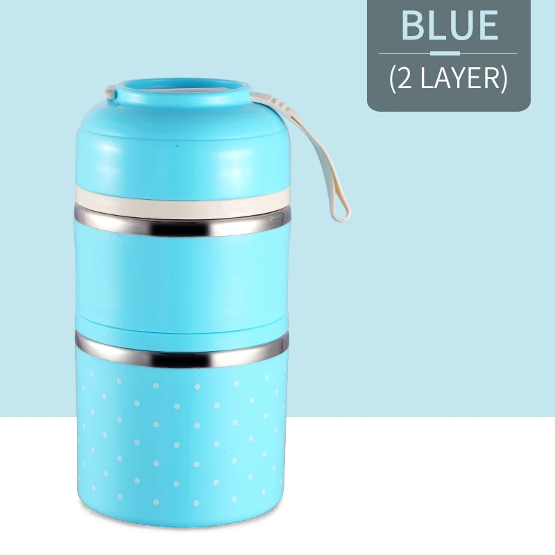 2 Layer Blue Термальный Ланч-бокс для детей герметичный из нержавеющей стали Bento box Дети милый японский Портативный Пикник школьный контейнер для еды, судок - Цвет: 2 Layer Blue