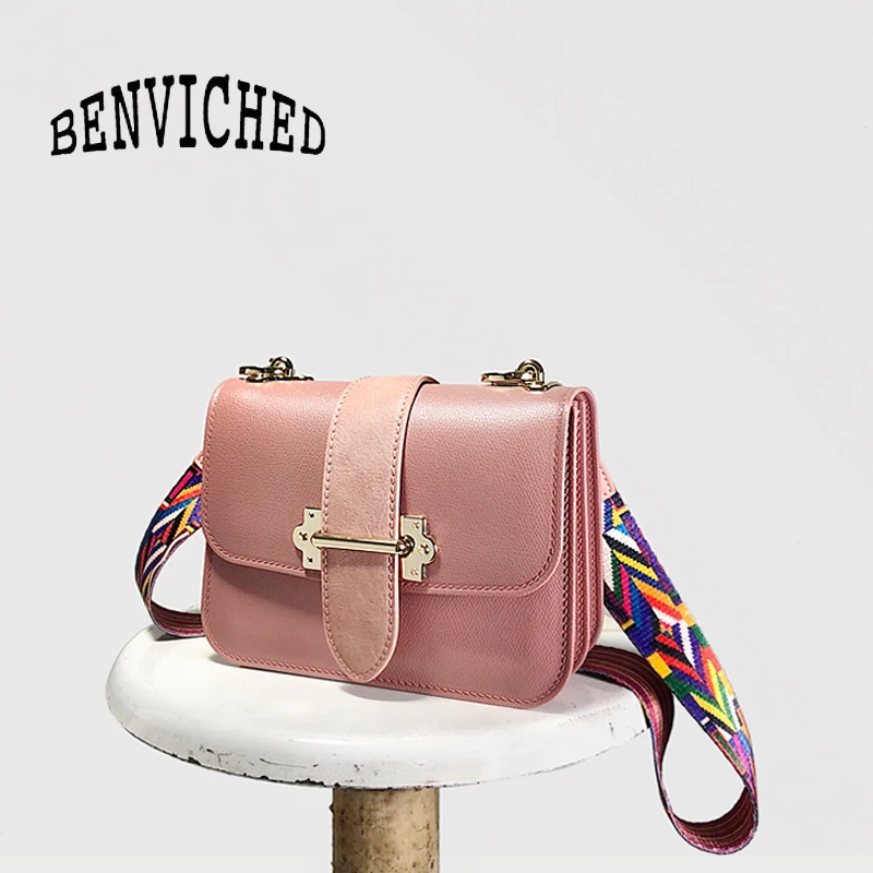 BENVICHED spring women bag 2019 new chain slanting single shoulder fashion simple Wide straps small square c223 | Багаж и сумки