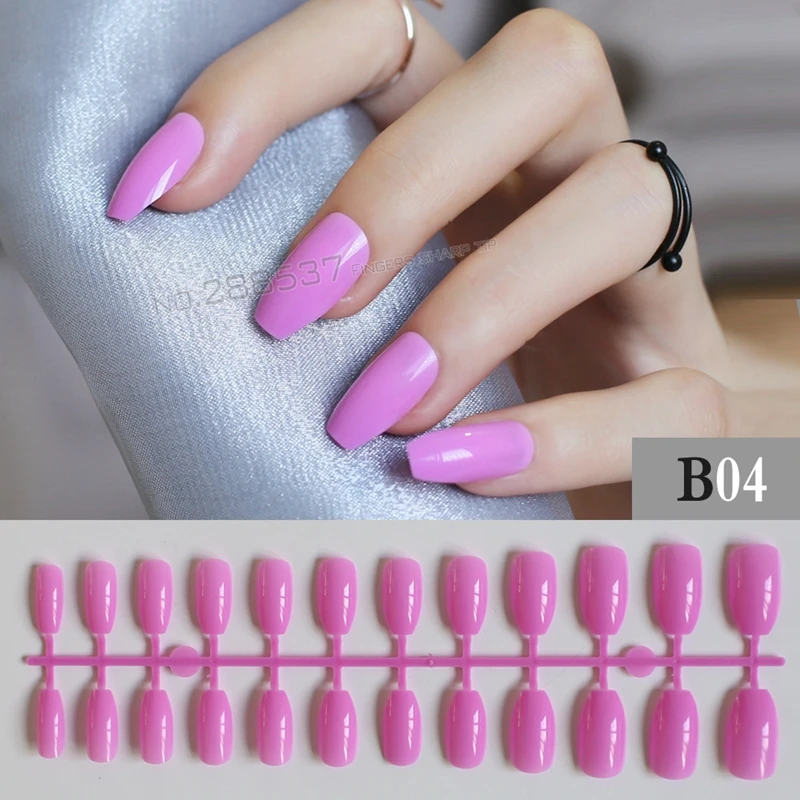 Новый гроб накладные ногти Модный Фиолетовый индивидуальный дизайн 24 шт полные