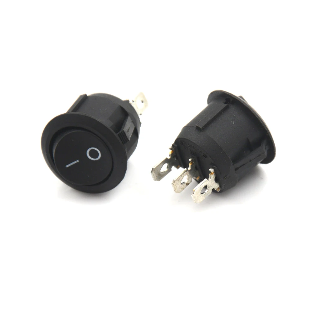10 шт. кулисный переключатель 6A 250V10A 125V ON/OFF на кнопках в черном цвете 3 pin Круглый