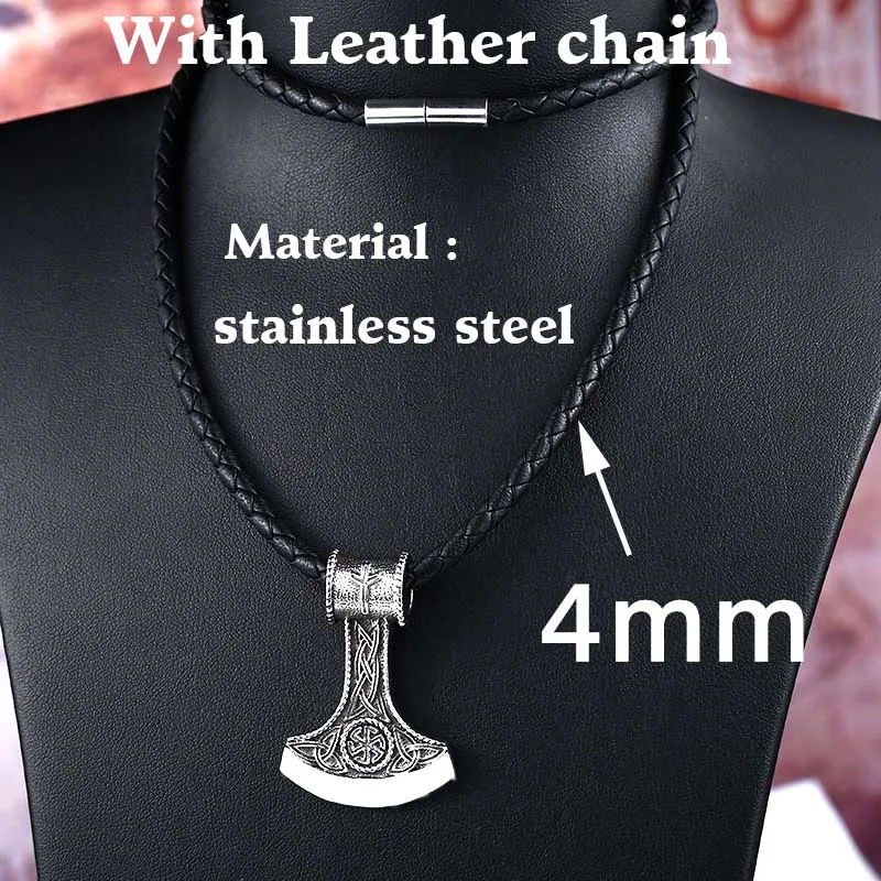 Leather rope style Байер 316L из нержавеющей стали амулет кулон ожерелье подвеска в виде топора в стиле легендарных викингов кулон с рунами vikingnorth ювелирные изделия-талисманы - Окраска металла: Leather rope style